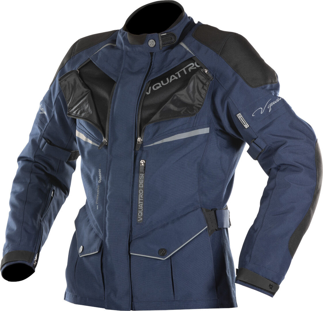 VQuattro Hurricane Lady Chaqueta textil para motocicletas de señoras - Negro Azul (XS)