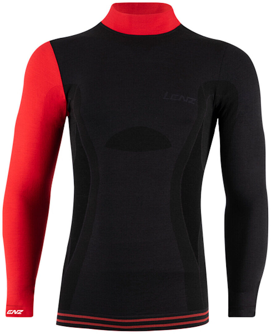 Lenz 6.0 Merino Turtle Neck Camisa Longsleeve - Negro Rojo (XL)