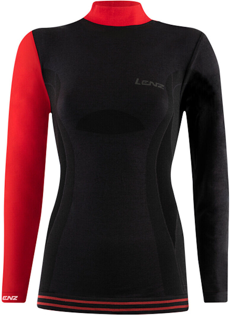 Lenz 6.0 Merino Turtle Neck Camisa Longsleeve damas - Negro Rojo (S)