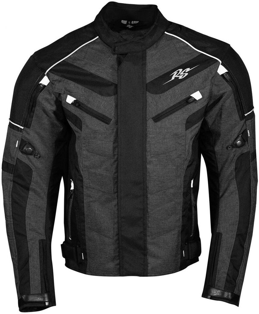 Rusty Stitches Romeo Chaqueta textil de motocicleta - Negro Gris Blanco (L)