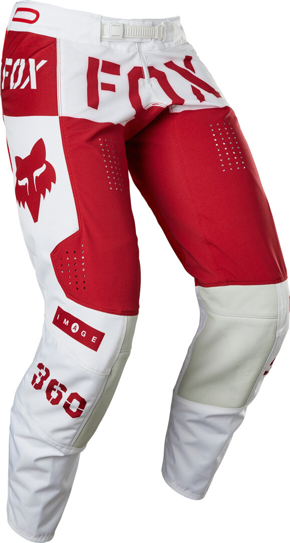 Fox 360 Nobyl Pantalones de Motocross - Blanco Rojo (28)