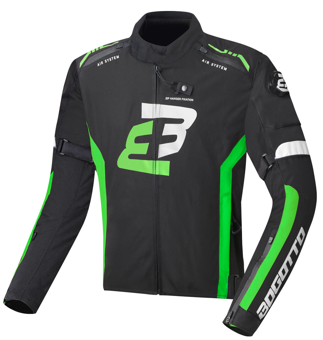 Bogotto GPX chaqueta textil impermeable para motocicletas - Negro Verde (XS)