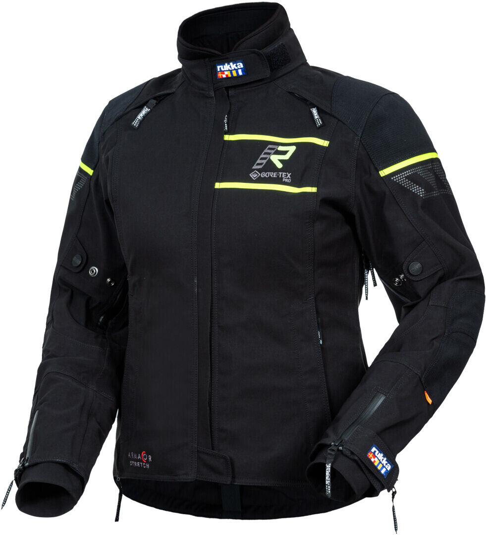 Rukka Raptorina GTX Chaqueta textil para motocicletas para damas - Negro Amarillo (38)