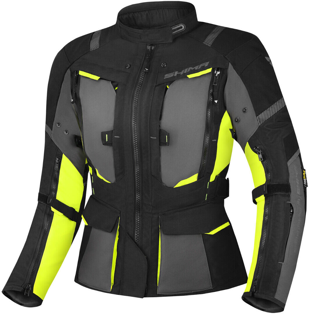 SHIMA Hero 2.0 impermeable Chaqueta textil de motocicleta para mujer - Negro Amarillo (XS)