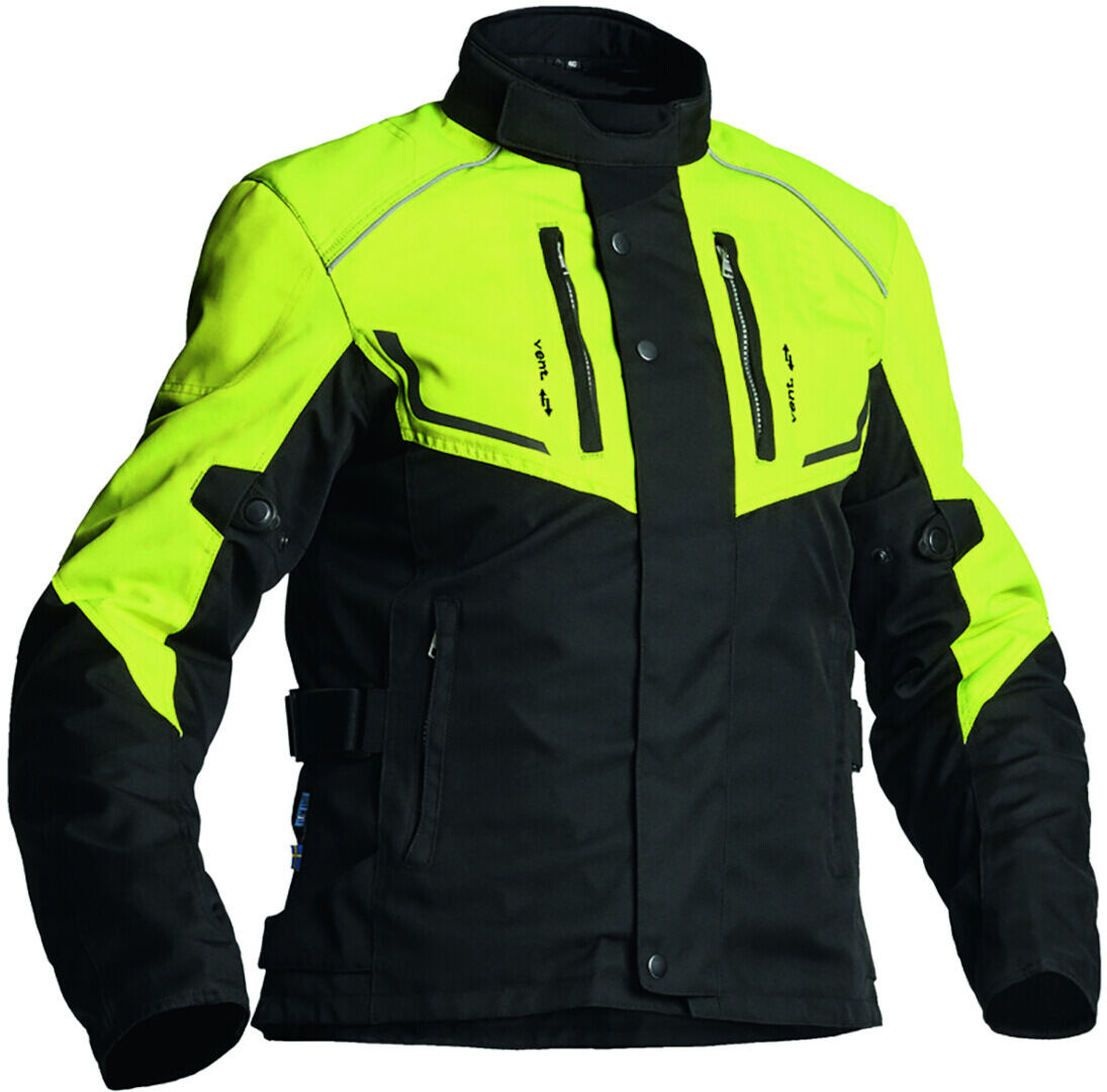 Lindstrands Halden Impermeable Damas Motocicleta Chaqueta Textil - Negro Amarillo (46)