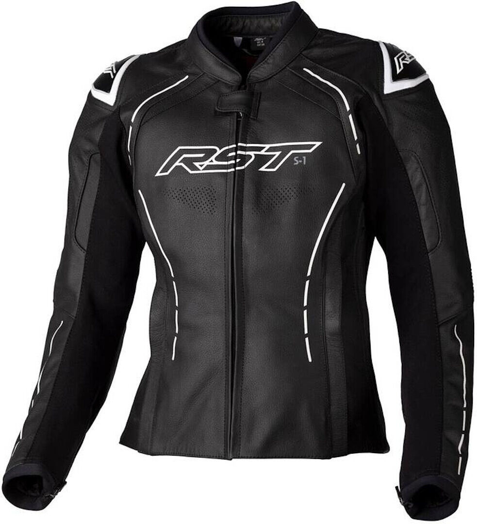 RST S1 Chaqueta de cuero para damas - Negro Blanco (M)