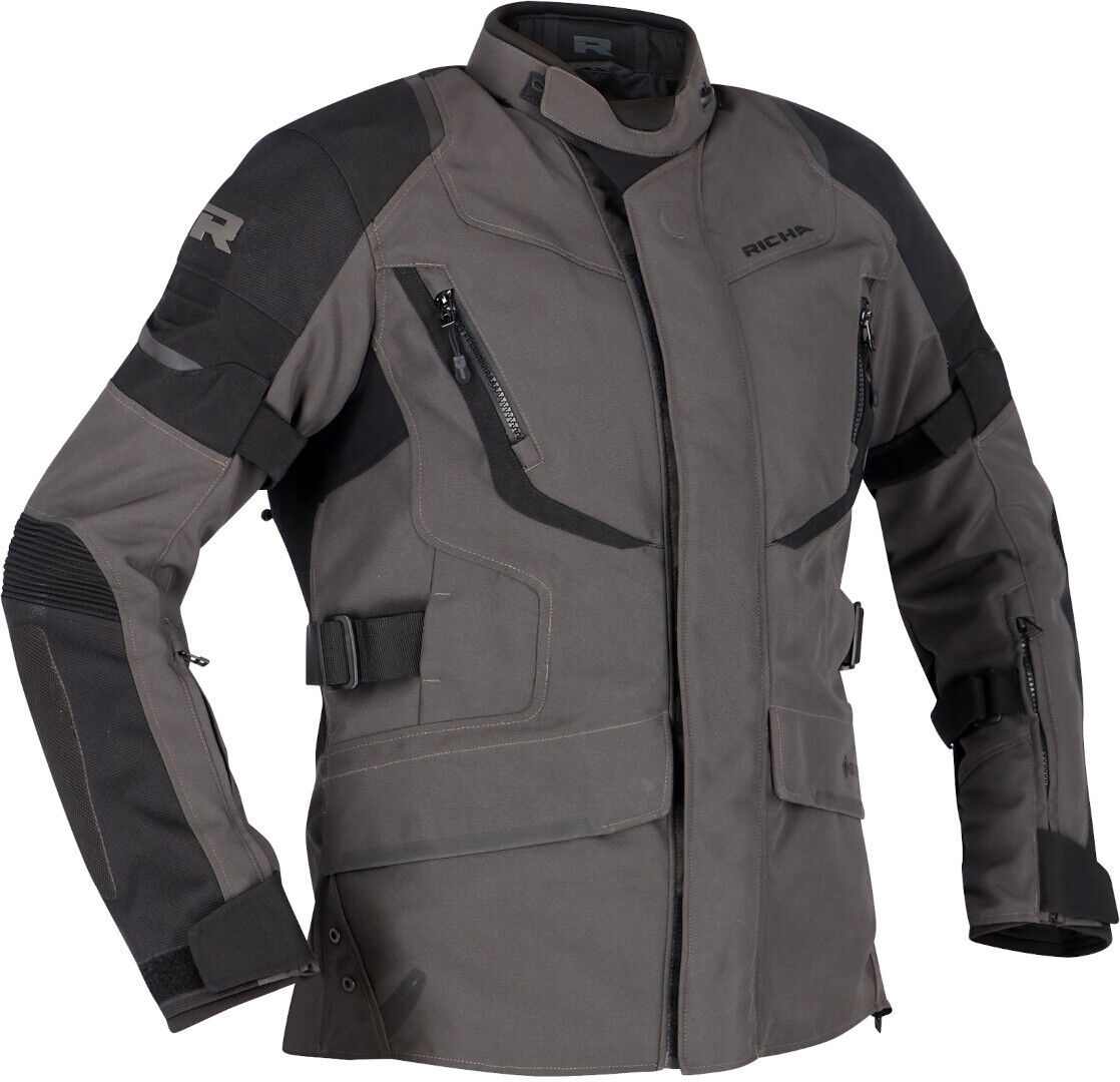 Richa Cyclone 2 Gore-Tex impermeable Chaqueta textil de motocicleta para mujer - Negro Gris (L)