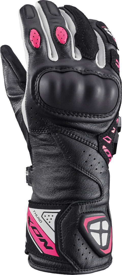 Ixon Thund Guantes de moto para mujer - Negro Blanco Rosa (XS)