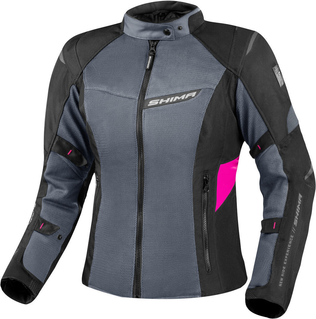 SHIMA Rush 2.0 Vented impermeable Chaqueta textil de motocicleta para mujer - Negro Gris Rosa (S)