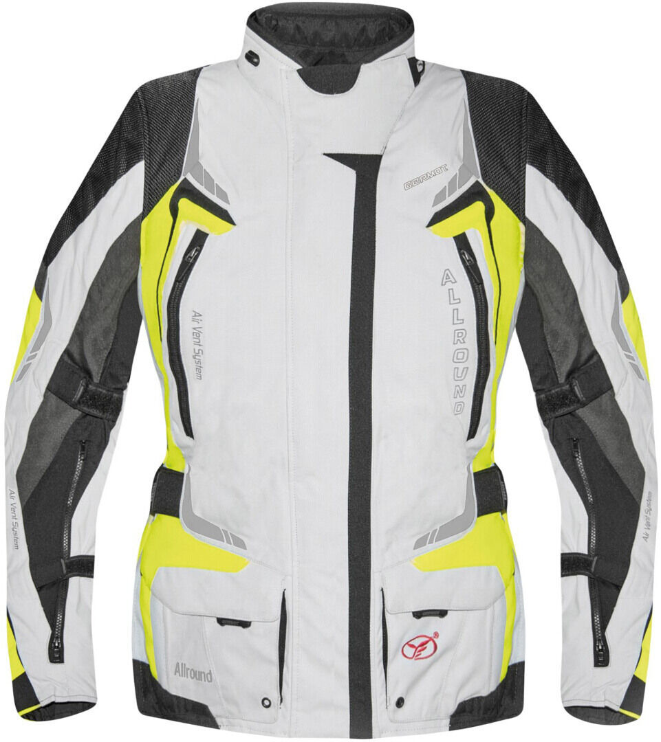 Germot Allround impermeable Chaqueta textil de motocicleta para mujer - Negro Gris Amarillo (46)