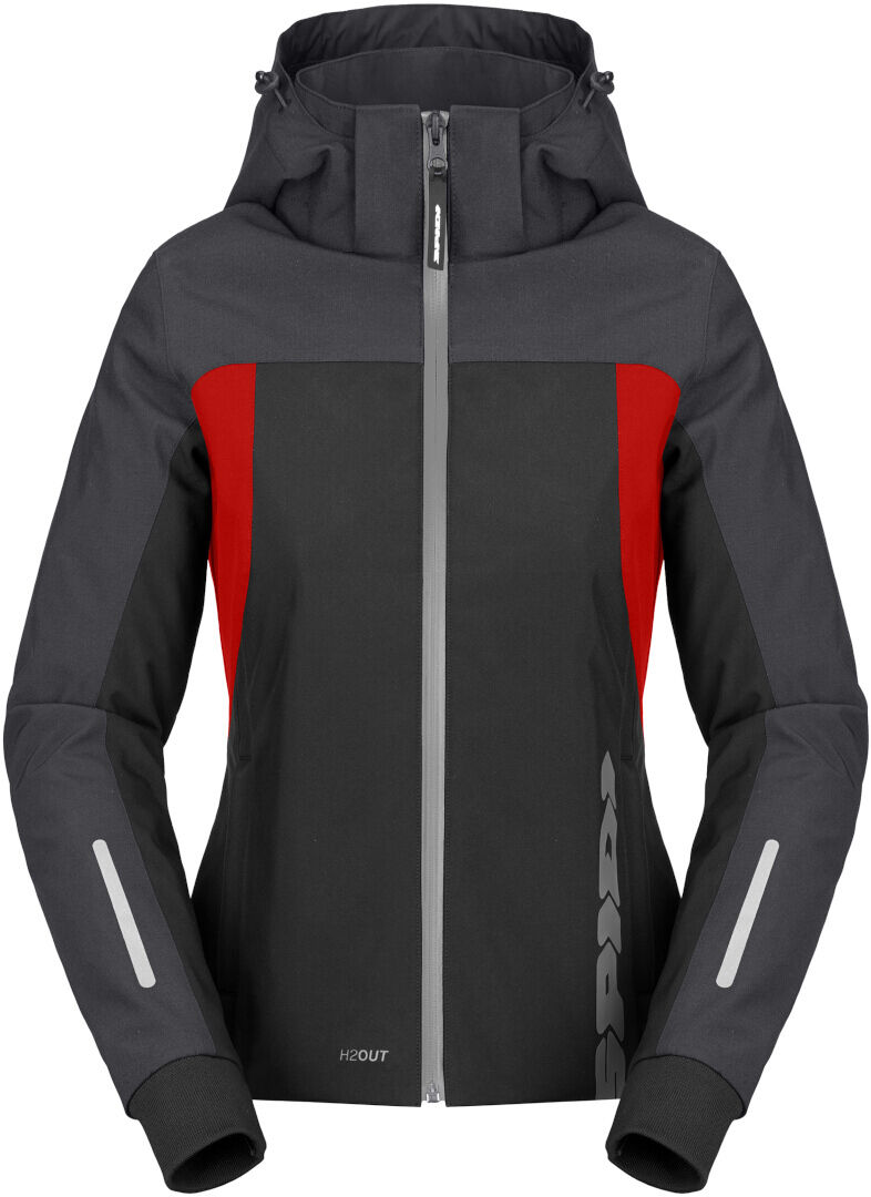 Spidi H2Out II sudadera con capucha impermeable para mujer - Negro Rojo (M)