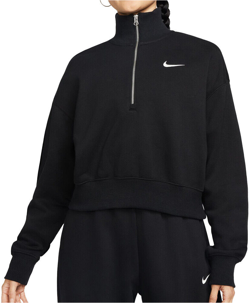 Nike nsw style flc crop qz sudaderas deportivas mujer Negro (S)