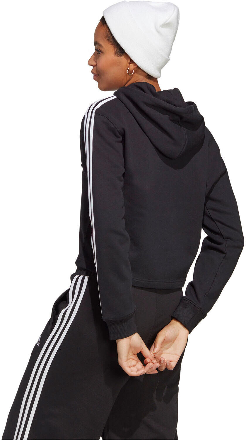 Adidas essentials 3 bandas french terry crop sudadera mujer Negro (M)