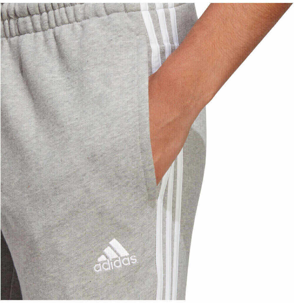 Adidas essentials 3 bandas french terry cuffed pantalón mujer Gris (XS)