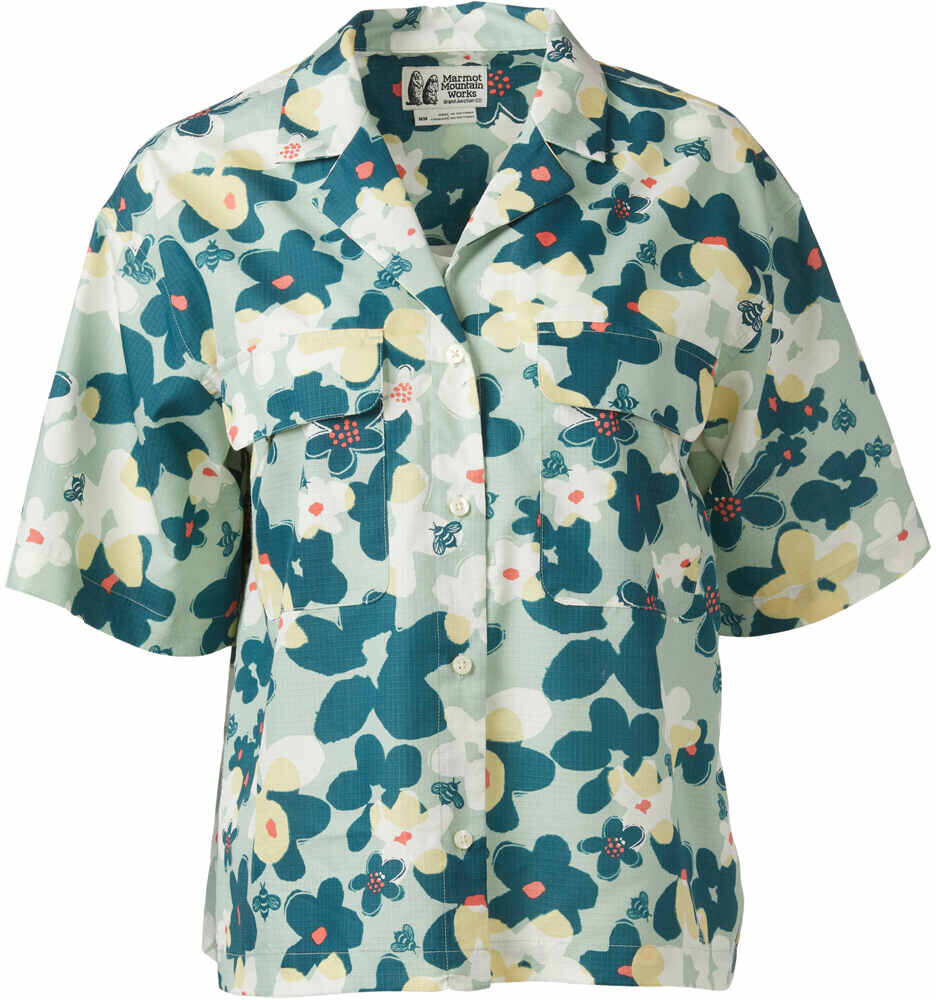 Marmot muir camp novelty camisa montaña manga corta mujer Verde (S)