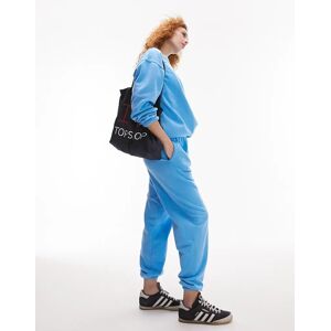 Topshop - Pantalon de jogging d'ensemble coupe resserrÃ©e Ã  dÃ©lavage vintage - Bleu Bleu L female