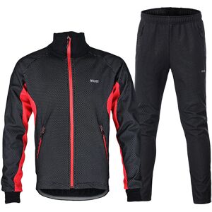 Ensemble de cyclisme ARSUXEO en triple composite polaire d'hiver avec veste imperméable coupe-vent + pantalon de vélo.