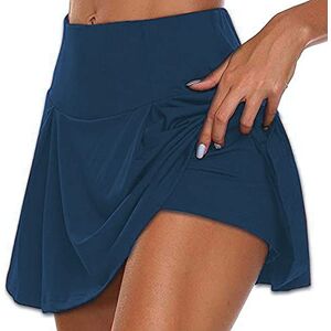 JJPAR Jupe Short Femme Ete Sexy Chic Short Femme Sport Short Femme Grande Taille Haute Élastique Décontracté Couleur Unie Yoga Short Pants Randonnée Running Course Tennis Activewear Bleu Foncé XL - Publicité