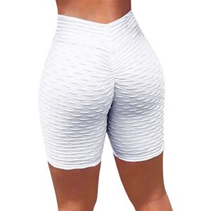 Minetom Femme Short de Sport Pantalon Court Casual Plage Hot Pants Fitness Jogging Élastique Séchage Rapide Shorts de Yoga Taille Haute F Blanc X-Large - Publicité