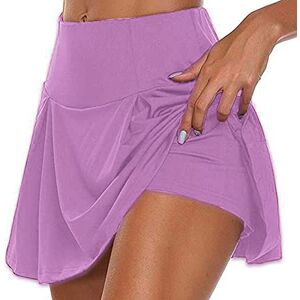 JJPAR Jupe Short Femme Ete Sexy Chic Short Femme Sport Short Femme Grande Taille Haute Élastique Décontracté Couleur Unie Yoga Short Pants Randonnée Running Course Tennis Activewear Violet XL - Publicité