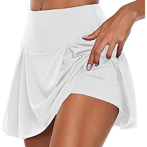 JJPAR Jupe Short Femme Ete Sexy Chic Short Femme Sport Short Femme Grande Taille Haute Élastique Décontracté Couleur Unie Yoga Short Pants Randonnée Running Course Tennis Activewear Blanc XL - Publicité