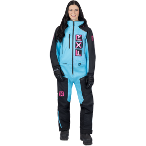 FXR Combinaison Femme FXR Recruit Lite Noir-Bleu Ciel-Rose Électrique -