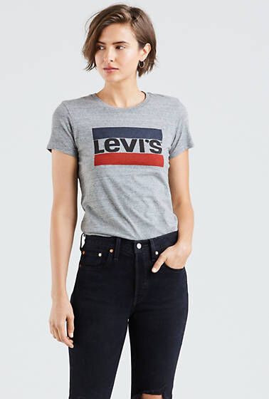 Levi's The Perfect Graphic Tee - Femme - Gris / Smokestack Heather