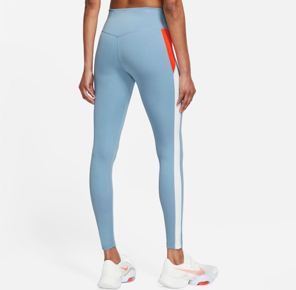 Nike One Dri Fit Mid Rise Color-blocked Leggings Bleu S Femme