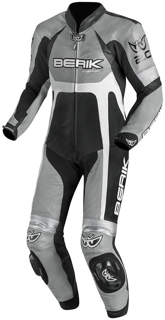 Berik Yagun Kangaroo Costume en cuir de moto d'une pièce Noir Gris Blanc taille : 50