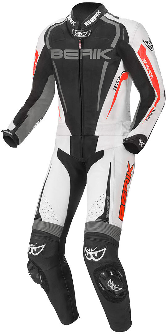 Berik Race-X Costume en cuir de moto deux pièces Noir Gris Rouge taille : 48