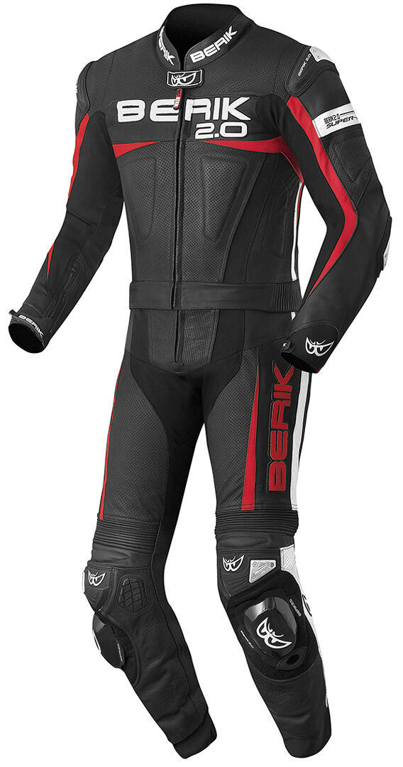 Berik Flumatic Evo 2017 Two Piece Motorcycle Leather Suit Costume en cuir de moto de deux pièces Noir Blanc Rouge taille : 48