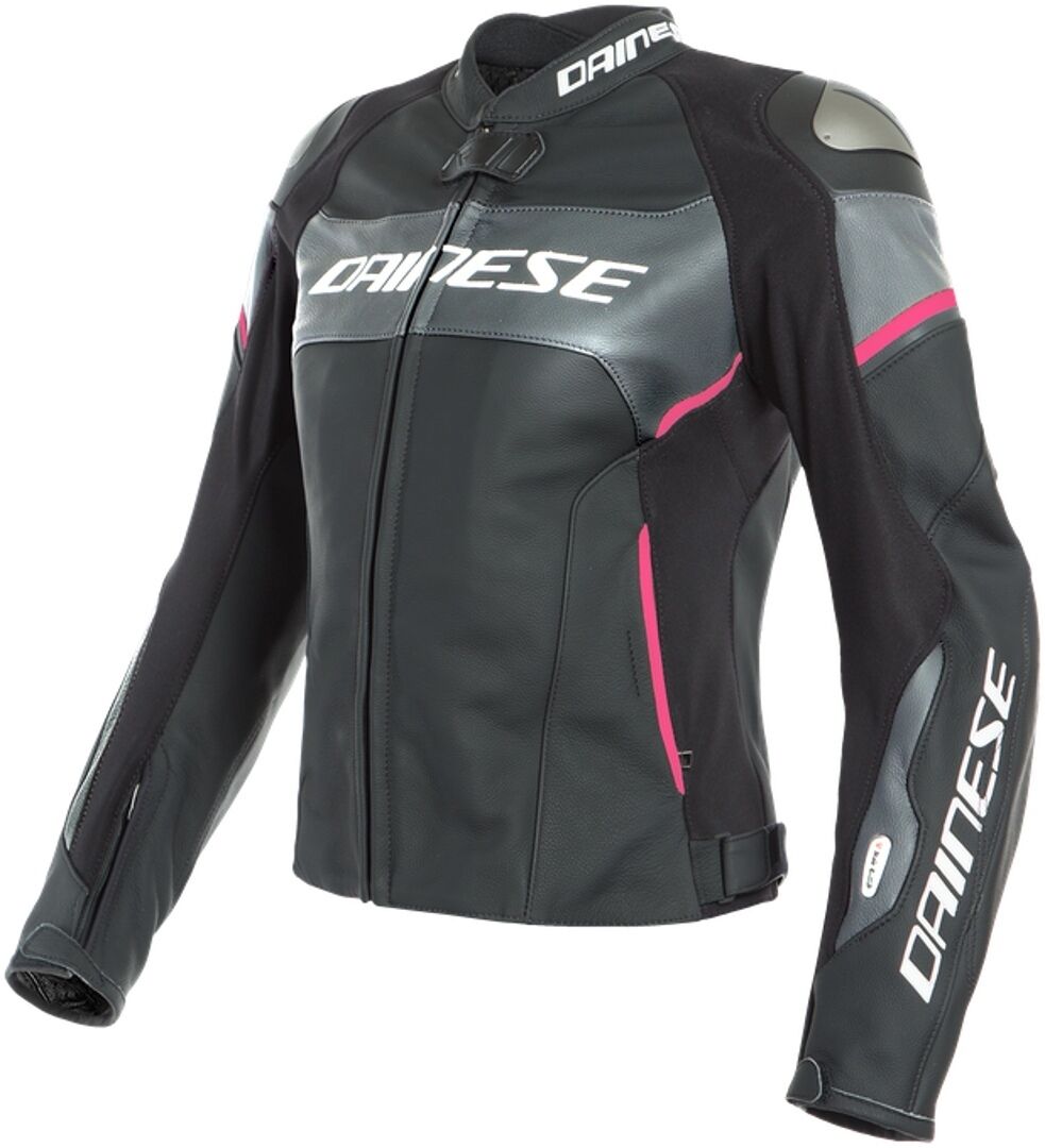 Dainese Racing 3 Lady D-Air® Airbag Veste de moto en cuir de dames Noir Rose taille : 44