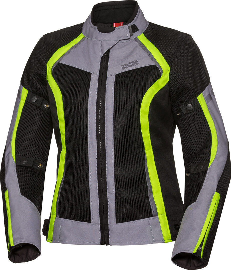 IXS Sport Andorra-Air Veste de dames moto Textile Noir Gris Jaune taille : 5XL