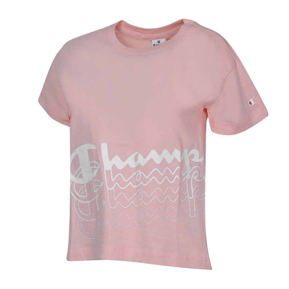 champion γυναικείο t-shirt crop  - pink-white
