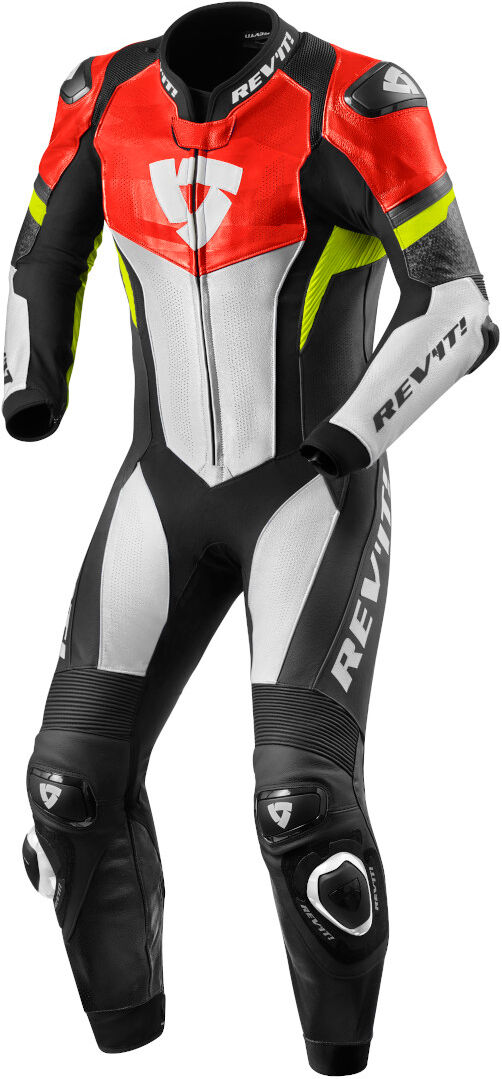 Revit Hyperspeed One Piece Motorcycle Leather Suit  - Black White Red Yellow