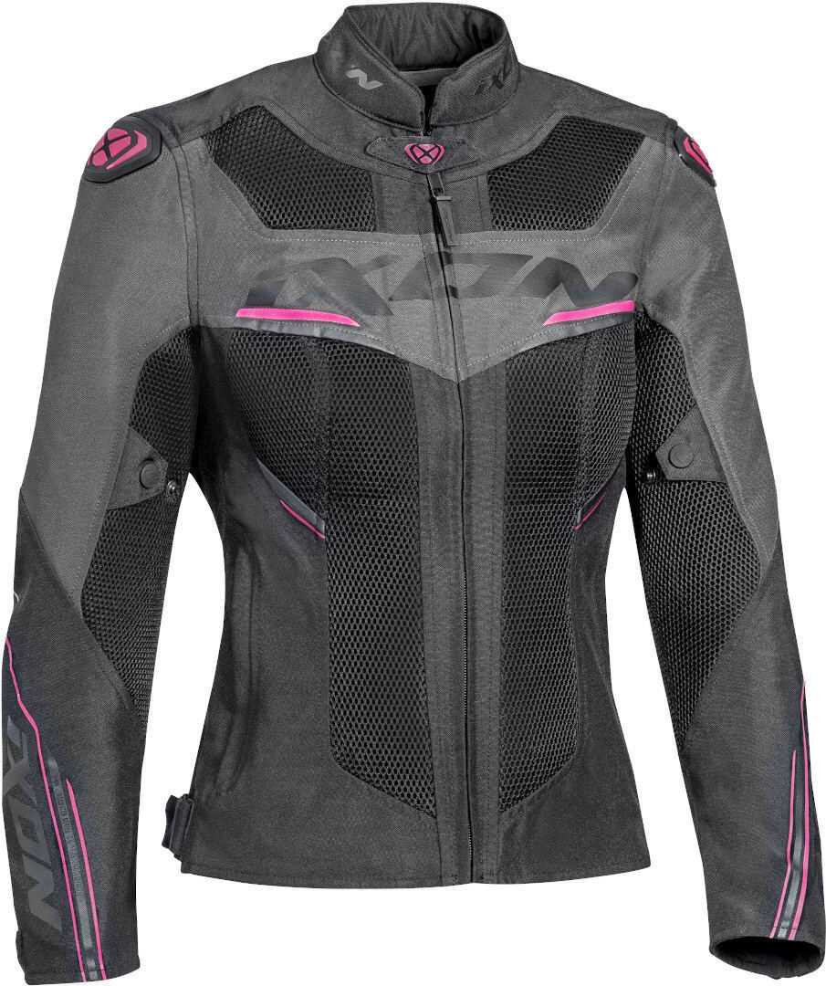 Ixon Draco Ladies Motorcycle Textile Jacket  - Black Grey Pink