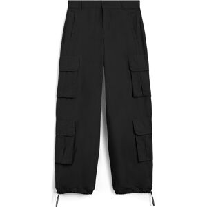 Freddy Pantaloni cargo baggy fit in popeline con quattro tasconi Nero Donna Large