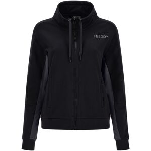 Freddy Felpa zip e collo alto con interno manica in contrasto Black -Black Melange Donna Small