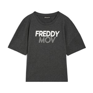 Freddy T-shirt mélange comfort fit corta con stampa a contrasto Melange Black Donna Medium