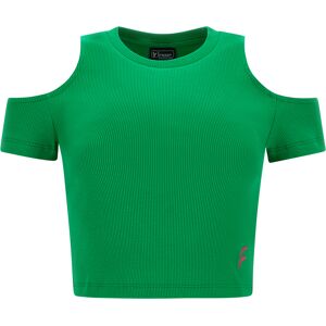 Freddy Crop top slim fit in costina con oblò sulle spalle Bright Green Donna Large