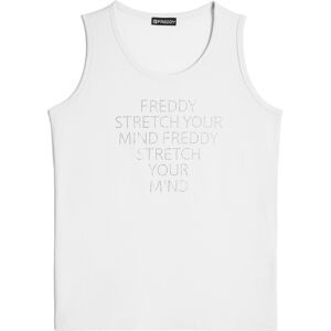 Freddy Canotta da donna in jersey leggero con slogan in strass Bianco Donna Small