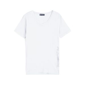 Freddy T-shirt in jersey leggero con logo in strass sul fianco Bianco Donna Large