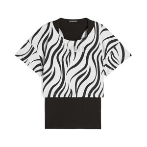 Freddy Set canotta+t-shirt cropped da donna con stampa zebrata Black- Zebra Black On Beige Donna Large