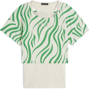 Freddy Set canotta+t-shirt cropped da donna con stampa zebrata Beige-Zebra Green On Beige Donna Small