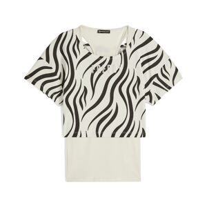 Freddy Set canotta+t-shirt cropped da donna con stampa zebrata Beige-Zebra Black On Beige Donna Large