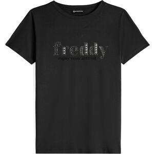 Freddy T-shirt donna in jersey modal con logo composto da strass Nero Donna Medium