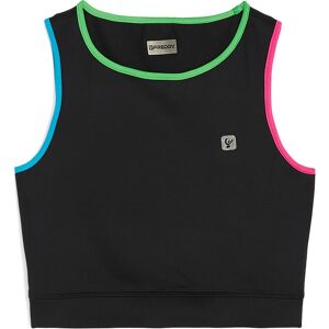 Freddy Top fitness a sostegno medio con bordature colorate Black-Turquoise-Green-Fucsia Donna Small