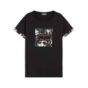 Freddy T-shirt da donna in jersey modal con grafiche tropical Black -B&W Allover Flower Donna Large