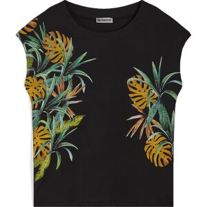 Freddy T-shirt in jersey modal maniche cortissime e stampe laterali Black -B&W Allover Flower Donna Small