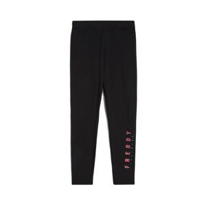 Freddy Leggings in heavy jersey stretch con logo bordato glitter Black-Rose Red Donna Medium